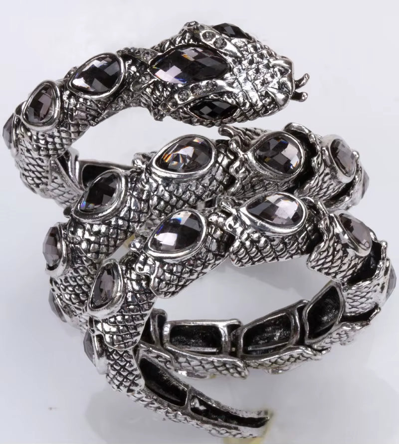 YACQ Stretch Snake Bracelet Armlet Upper Arm Cuff Women Punk Rock Crystal Bangle Jewelry Gold Silver Color Dropshipping A32