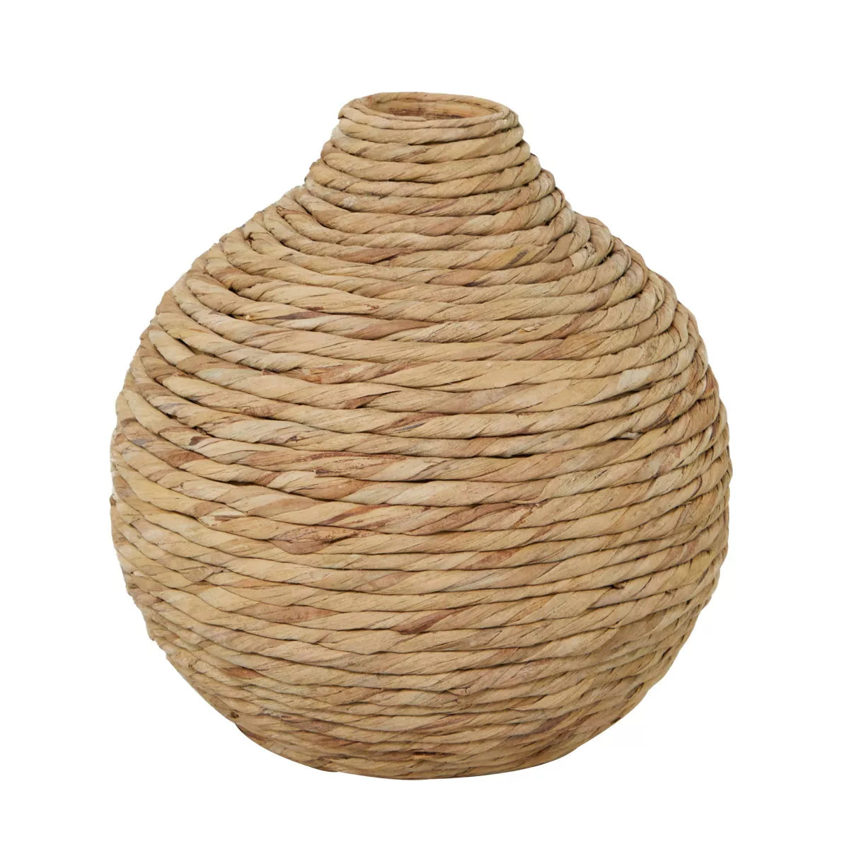 Seagrass Handmade Woven Vase in Brown - Bohemian Bottle-Shaped Tabletop Decor