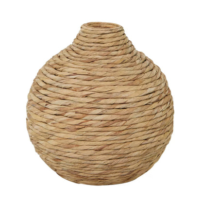 Seagrass Handmade Woven Vase in Brown - Bohemian Bottle-Shaped Tabletop Decor