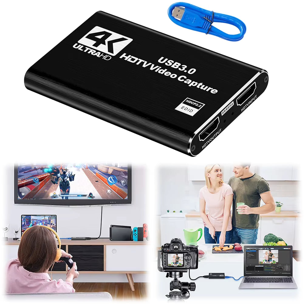 USB 3.0 4K Hdmi-Compatible Capture Card 1080P 60Hz HD Video Recorder Grabber Gaming Capture Card for Ps4/Xbox/Pc Live Streaming