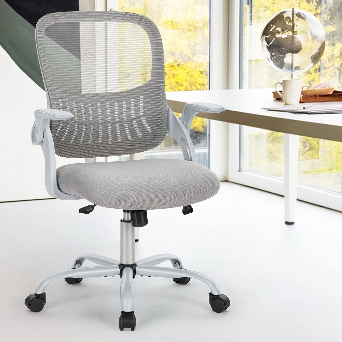 JHK Ergonomic Mesh Backrest Office Chair with Adjustable Height and Rolling Wheels for Home and Gaming Use