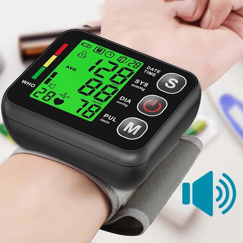 Digital Wrist Blood Pressure Monitor with English Voice and High Accuracy