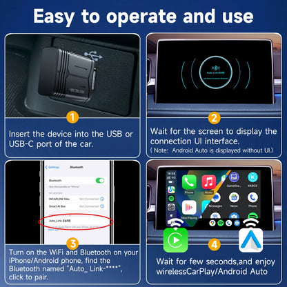 2025 HEYINCAR 2In1 Wireless Android Auto Adapter Carplay Smart Dongle Plug and Play for Kia Volvo Audi MG Opel VW Hyundai Jeep