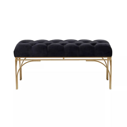 Rectangular Glam Velvet Bench -Black