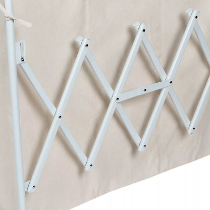 Accordion Triple Sorter - White Steel Rolling Laundry Hamper with Wheels, Collapsible Open-Top Design