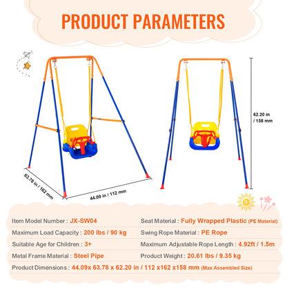 Succebuy Outdoor Swing Set for Backyard - 600 lbs Capacity with 1 Saucer Swing and 2 Belt Swings for Kids