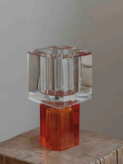 Modern Crystal Block Vase, Contemporary Table Setting Centrepieces