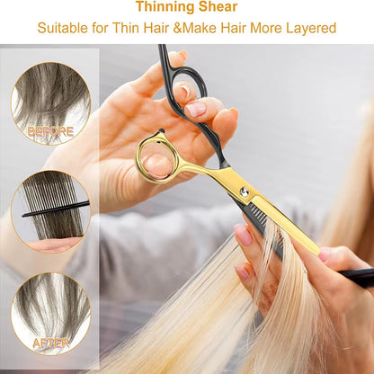 12Pcs Hair Scissor Professional Set,Stainless Steel Barber Supplies, Thinning Shears Included,Hair Supplies ,Barber Supplies