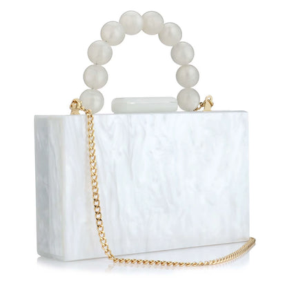 Women'S Wallet and Handbag Beach Flap Wedding Party Crossbody Bag Pearl Marble Dark Green Acrylic Pvc Evening Bag
