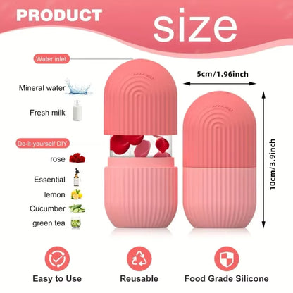 Professional Reusable Pink Silicone Cooling Eye Massager - Gentle Facial Roller for Daily Skin Care and Relaxation