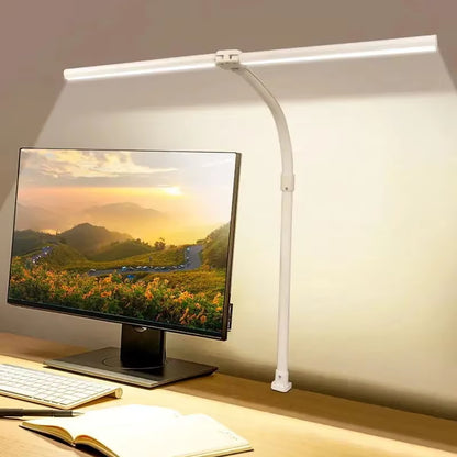 Double Head LED Desk Lamp EU/US Architect Desk Lamps Office 24W Brightest 5Color Modes and 5 Dimmable Eye Protection Lamp