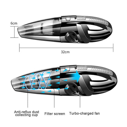 Cordless Portable Handheld Vacuum Cleaner with USB Charging - Strong Suction 12000Pa for Wet and Dry Cleaning