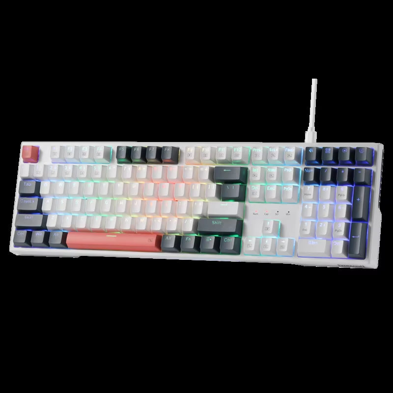 K668 RGB Gaming Keyboard, 108 Keys Wired Mechanical Keyboard W/Extra 4 Hotkeys Upgraded Hot-Swappable Socket，Red Switch