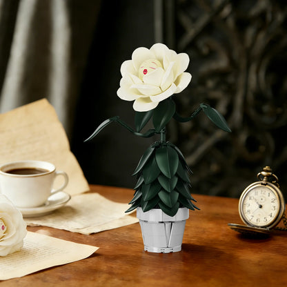 Wonderland Floral Building Blocks Set - Mad Hatter Tea Party Plant Bricks for Home Décor and Christmas Gifts for Women