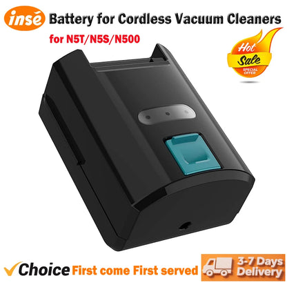 INSE Cordless Vacuum Cleaner Replacement Battery and Accessories for Models N5S, N5T, and N500