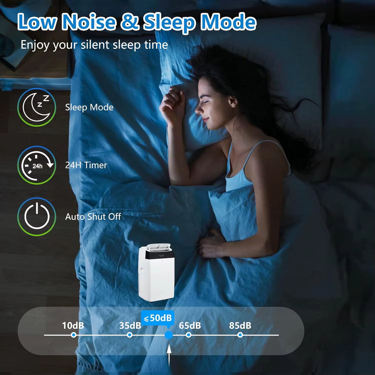 14000 BTU Portable Air Conditioner - 3-in-1 Free Standing Cooling Unit with Fan, Dehumidifier, Remote Control, and Sleep Mode