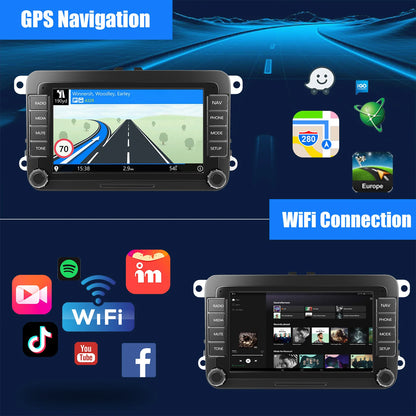 ESSGOO 7-Inch Android Car Stereo with 4G RAM, 64G Storage, Apple CarPlay, ChatGPT, GPS, WiFi, RDS, and Bluetooth Compatibility for VW Golf 5/6, Passat, Polo, Touran, Tiguan, Caddy, and EOS