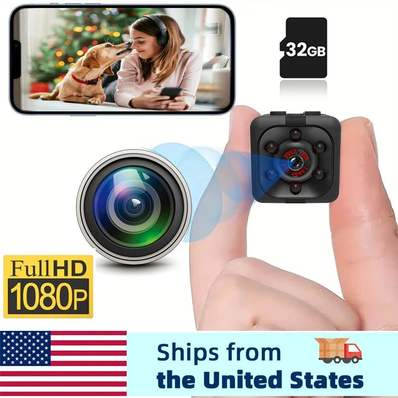 Mini Portable 1080P Full HD Security Camera for Indoor/Outdoor Surveillance with 32GB Card