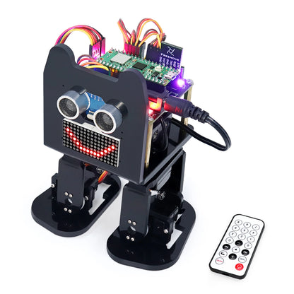 Bipedal Robot Kit for Raspberry Pi Pico (W), LED Matrix, Obstacle Avoidance, RGB Lights, Buzzer, Speaker, Remote, App