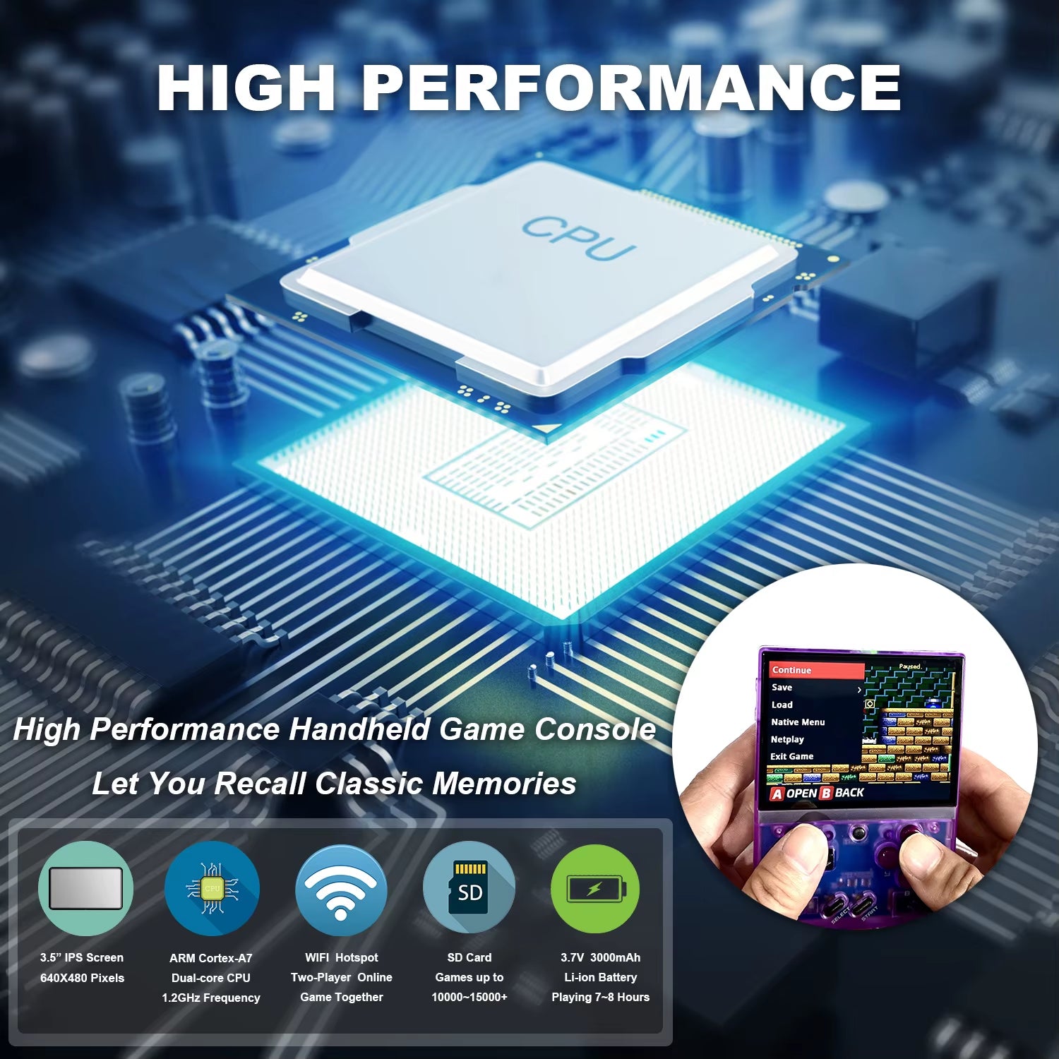 Miyoo Mini plus Retro Handheld Console, 3.5'' IPS Screen, Linux Open Source Gaming Device