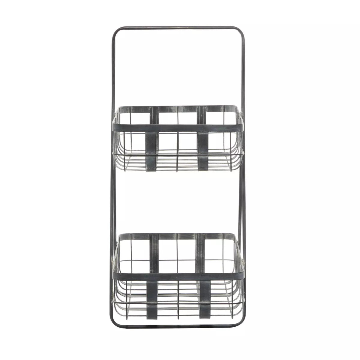 Iron Storage Basket Gray - Decorative Metal Bin for Blanket Storage, Novelty Shape, 22.85" Height
