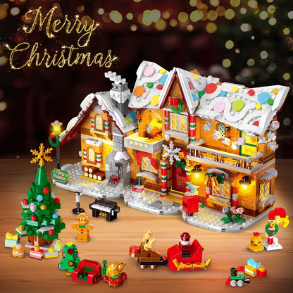 2025 LED Gingerbread House Building Toy - 3 Style Modes with Santa, Christmas Tree, and Train for Ages 8 and Up