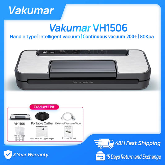 VH1506 Vacuum Sealer Machine Sous Vide Handle Type 80Kpa Multifunctional and Convenient Vacume Sealer Household