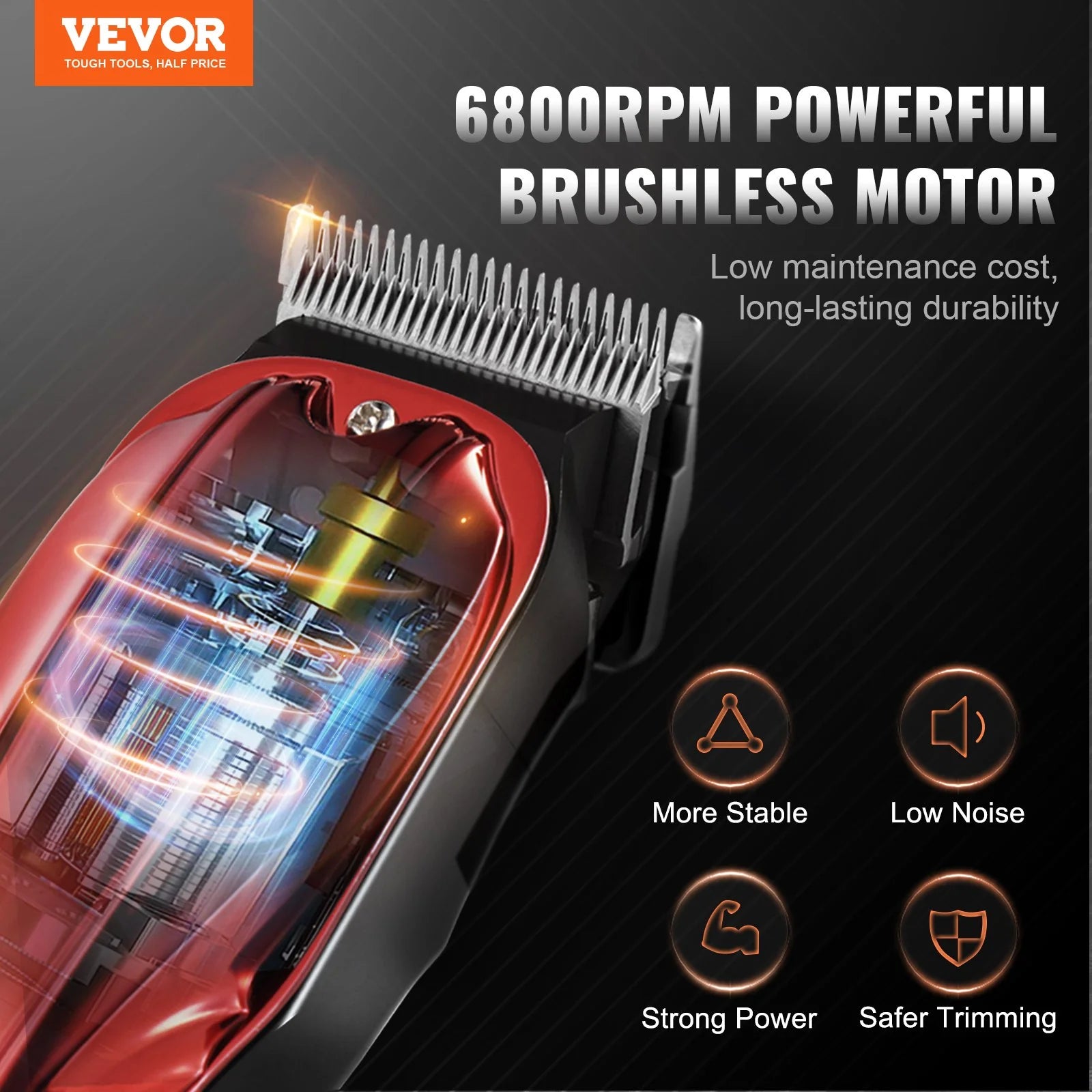 Professional Hair Clipper Men'S Barber Clipper 6800RPM with LCD Display