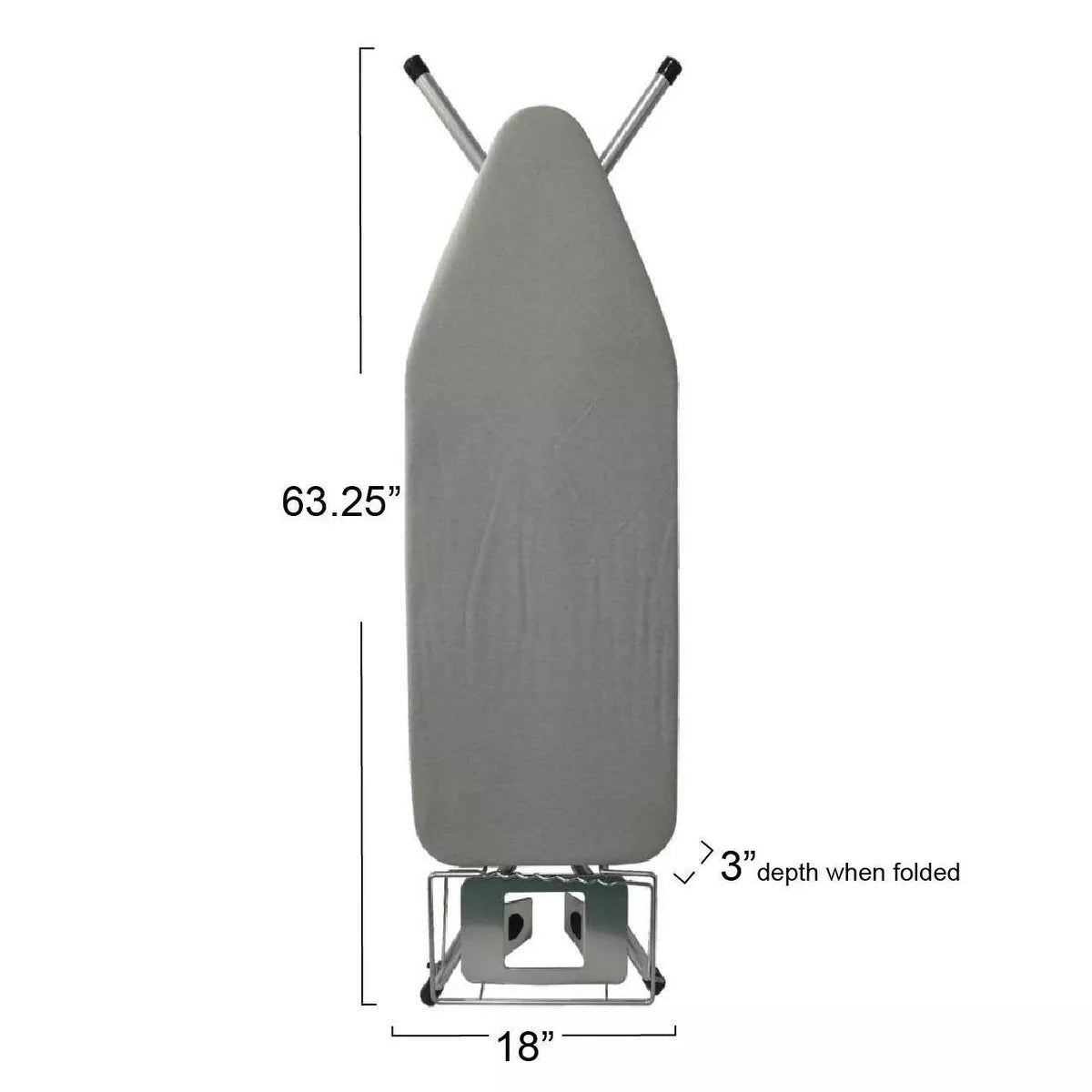 Wide Top Ironing Board with Silver Frame and Silicone-Coated Cotton Cover, Collapsible Design, 49" x 18