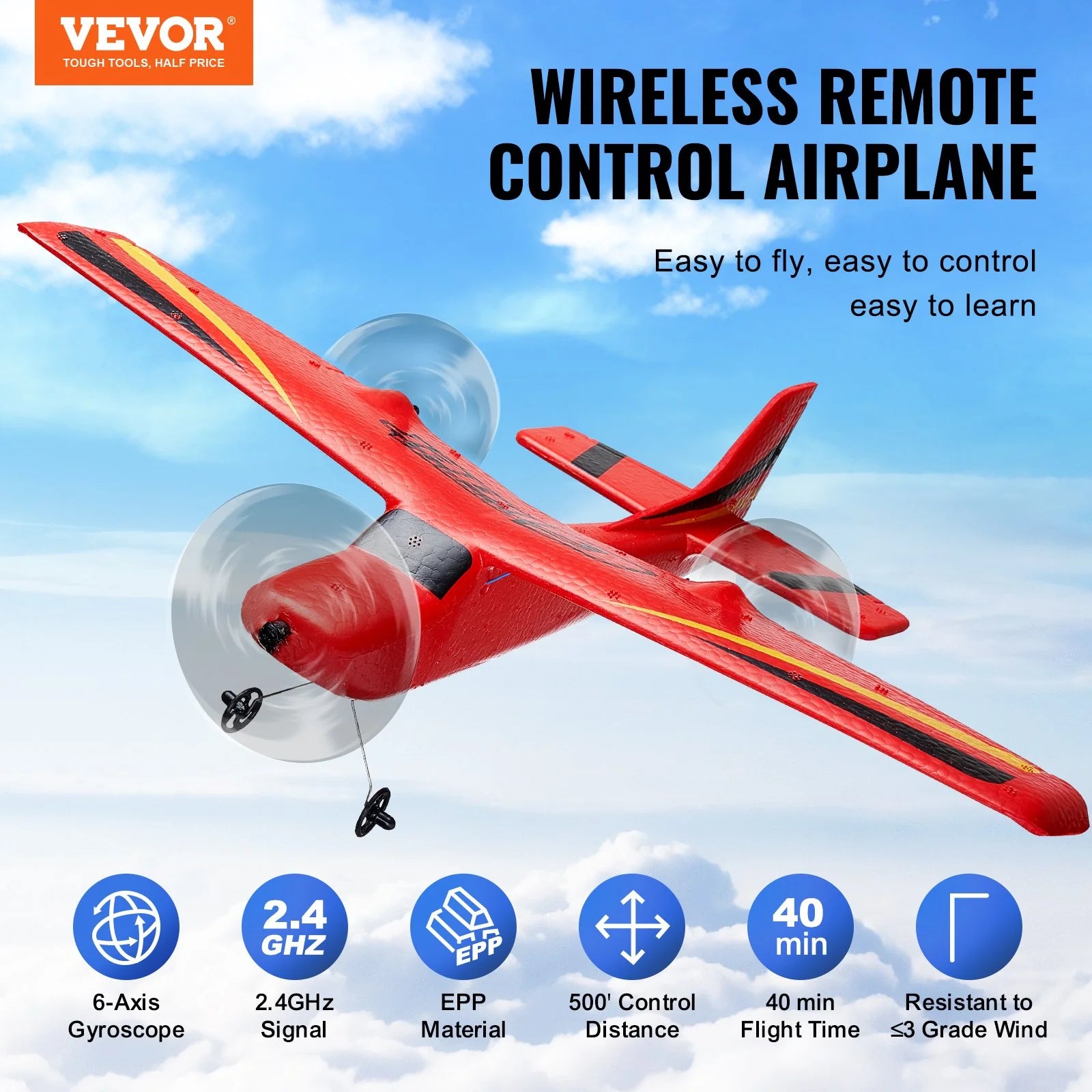 RC Airplane EPP Foam RC Plane Toy with 2.4 Ghz Remote Control 2 Batteries