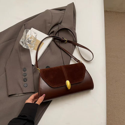 Fashion PU Shoulder Bag Stylish Crossbody Bag Adjustable Strap Vintage Small Tote Bag Trendy Commuting Bag Slouchy Hobo Bag