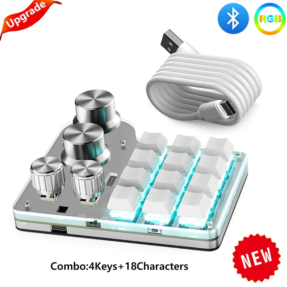 USB Custom Keyboard Macro 6/21 Key 1 Knob Programming RGB Bluetooth Gaming Photoshop Hotswap Mini Mechanical Bluetooth Keyboard
