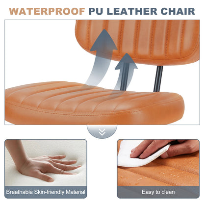 Ergonomic Armless PU Leather Office Chair with Swivel and Height Adjustment for Home and Gaming Use