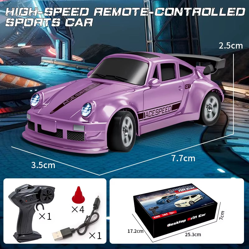 1:64 4WD RC Drift Car 2.4G High Speed Remote Control Racing Mini Car Full Proportions Desk Competition Toy Boy Ideal Gift