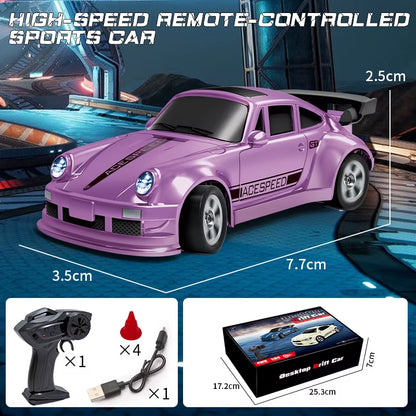 1:64 4WD RC Drift Car 2.4G High Speed Remote Control Racing Mini Car Full Proportions Desk Competition Toy Boy Ideal Gift