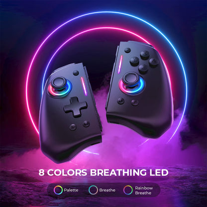 Hyperion Ergonomic Design Wireless Game Controller Black Gamepad with RGB Lights for Nintendo Switch