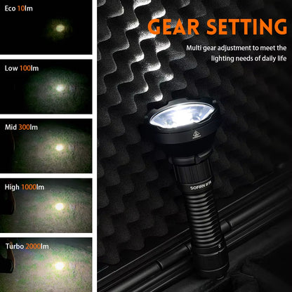 SF26 2000Lm SFT40 LED 6000K Tactical Flashlight Type-C Rechargeable Protable Powerful 21700 Torch