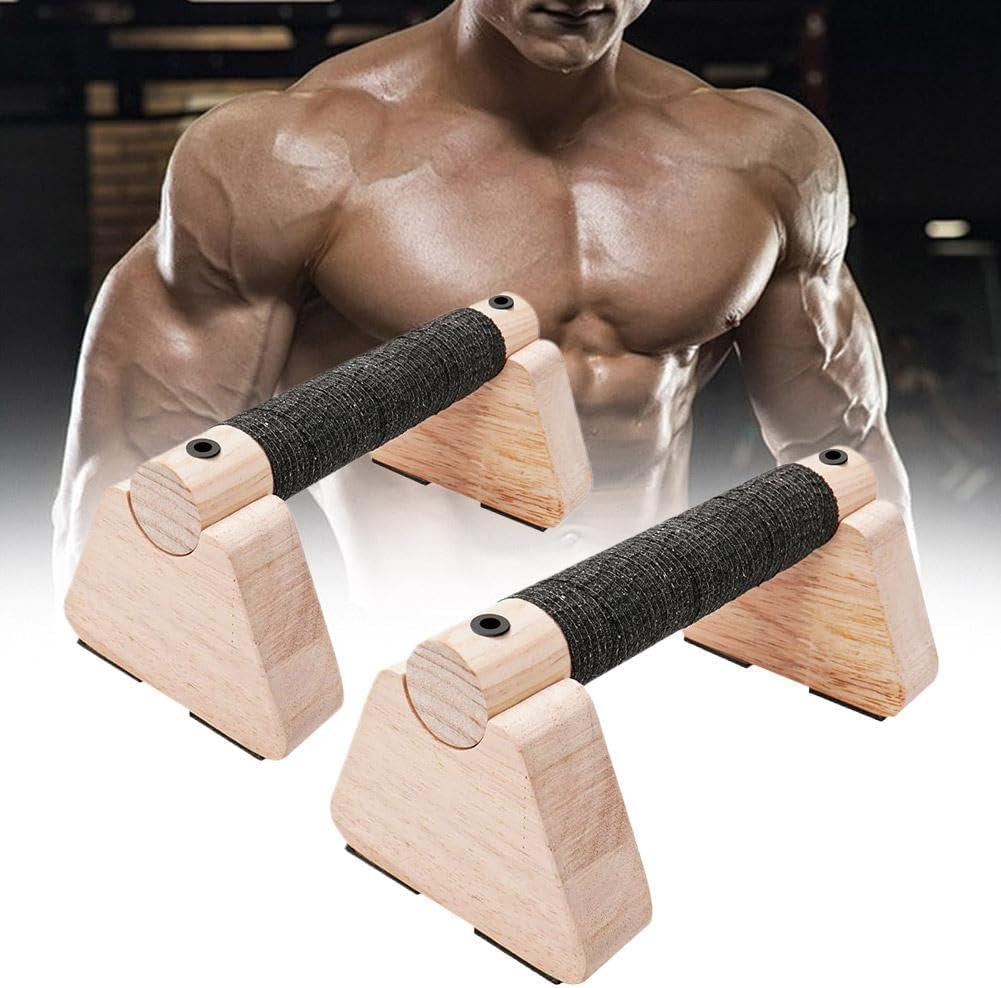 Push-Up Stand, 2 PCS Wood Pushup Bars Non-Slip Base Exercise Home Workout Equipment, Push up Bars & Calisthenics Bar, Supports Aerobics and Upper Body Strength Training for Men and Women