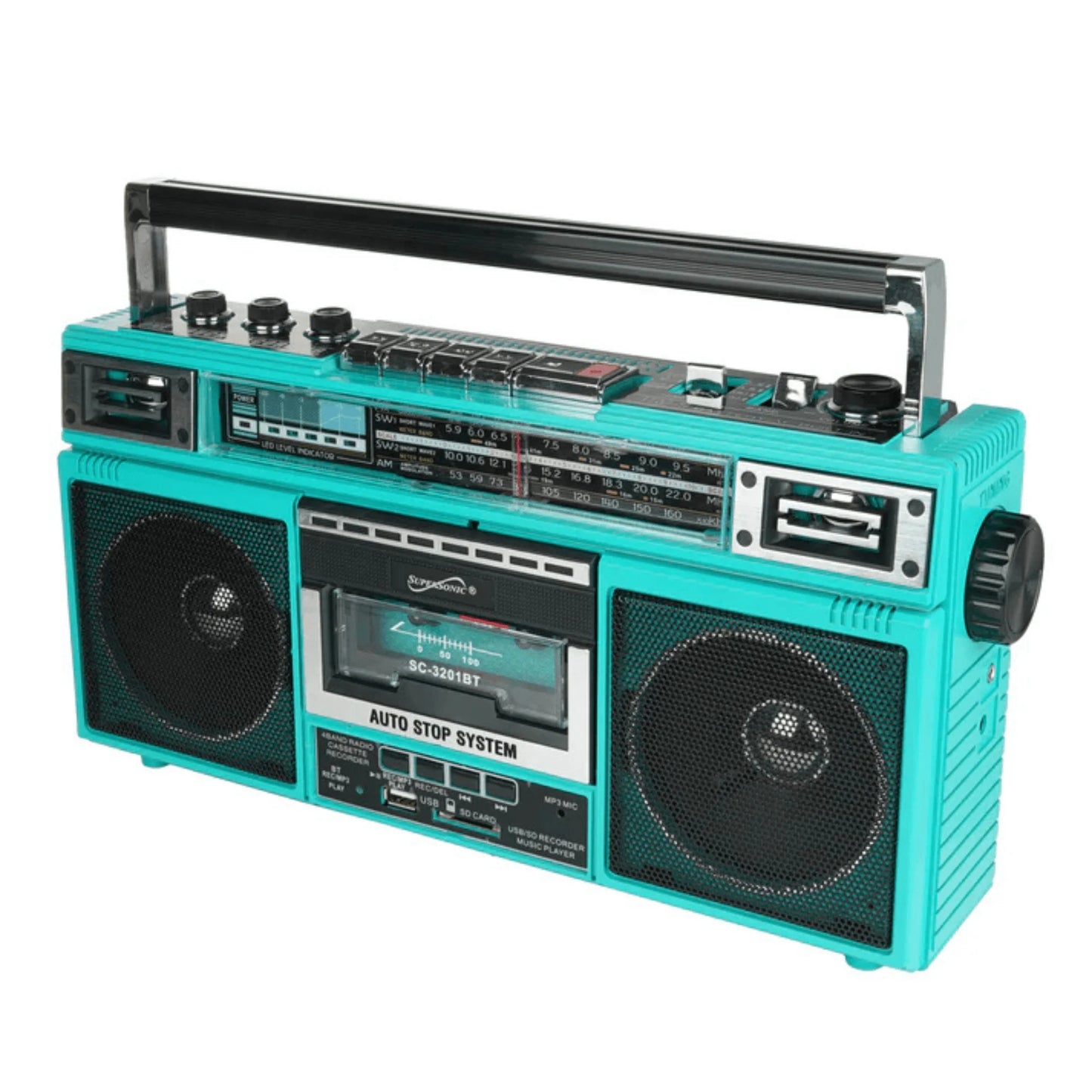 Supersonic 4 Band Bluetooth Radio & Cassette Player + Cassette to Mp3 Converter