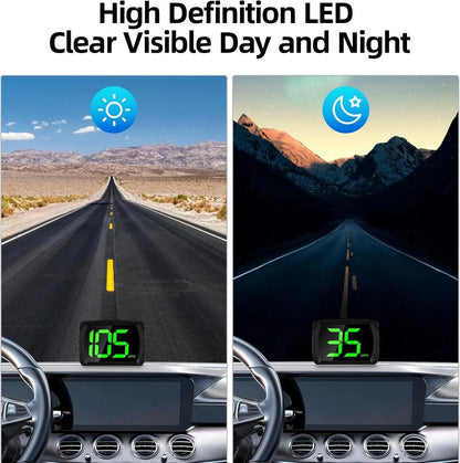 Universal Car GPS Digital HUD Speedometer with Dual Chips - KMH/MPH Reminder Meter, HD LCD Display, Plug and Play for All Vehicles - Model PH043