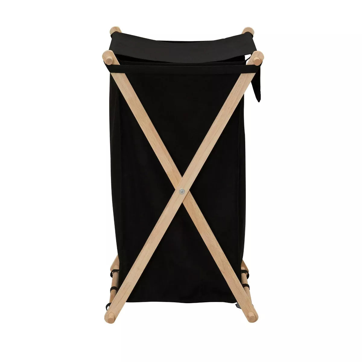 Wood X-Frame Laundry Hamper in Black with Liner - Collapsible Sorter, 139.72L Capacity