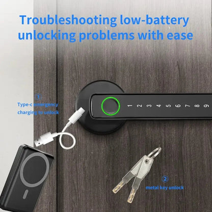 Smart Fingerprint Lock Financial Level Electronic Indoor Lock Password/Key/Tuya App/Bluetooth Unlock Bathroom Bedroom