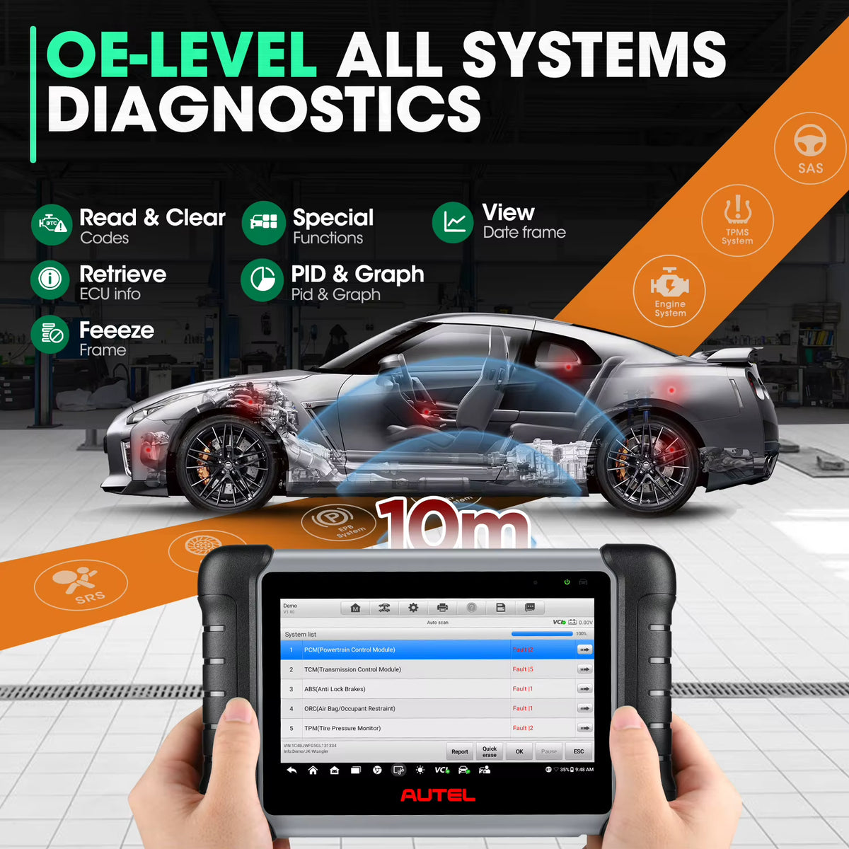 Autel Maxicom MK808BT PRO OBD2 Automotive Diagnostic Scanner - Advanced Bidirectional Tool with Key Coding, Active Tests, Injector Coding, and Comprehensive System Coverage