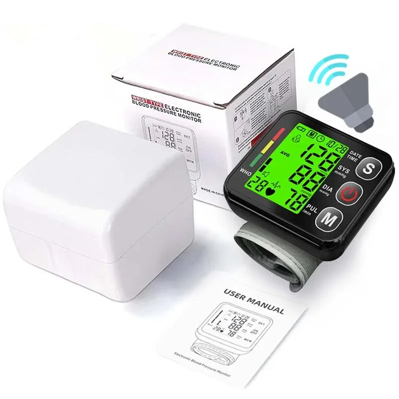 Digital Wrist Blood Pressure Monitor with English Voice and High Accuracy