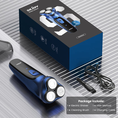 Sejoy 3D Floating Rechargeable Electric Shaver for Men with Integrated Hair Trimmers