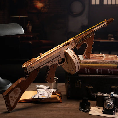 Robotime ROKR Thompson Submachine Gun 3D Wooden Puzzle Kit for Adults and Teens - Easy Assembly Building Block Set LQB01