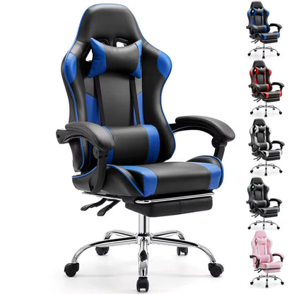 JHK Ergonomic Racing Gaming Chair with Adjustable Swivel, PU Leather, Headrest, and Lumbar Support for Office and Living Room Use