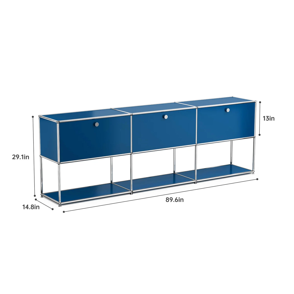 Contemporary Stainless Steel Storage Cabinet and TV Stand for Living Room and Home Office