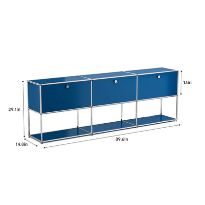 Contemporary Stainless Steel Storage Cabinet and TV Stand for Living Room and Home Office