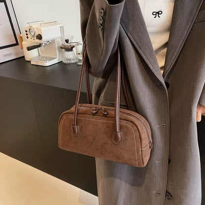  Women Shoulder Bag Multi Pocket Underarm Bag Faux Suede Tote Purse Zipper Satchel Bag Designer Brand Ladies Shoulder Bag